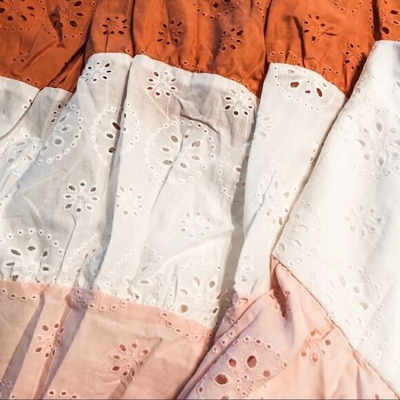 NEW Anthropologie Hutch Alston Colorbloacked Eyelet Tiered Maxi Dress Size 14 - Picture 7 of 7